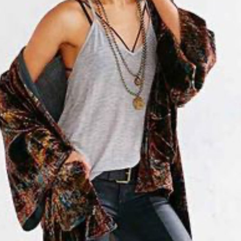 Urban Outfitters Ecote Velvet Burnout Open Cardigan Boho Art Teacher Whimsygoth